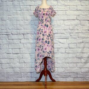 C Label Pink Floral High Low Dress